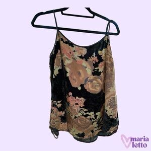 Meadow Rue Floral Velour Tank Top EUC, L